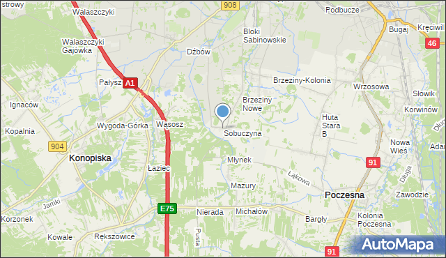 mapa Sobuczyna, Sobuczyna na mapie Targeo