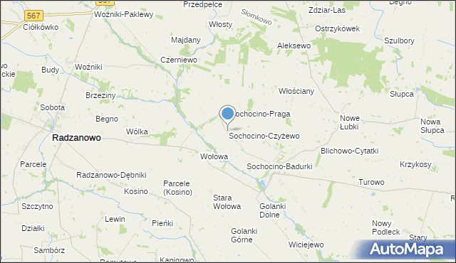 mapa Sochocino-Czyżewo, Sochocino-Czyżewo na mapie Targeo