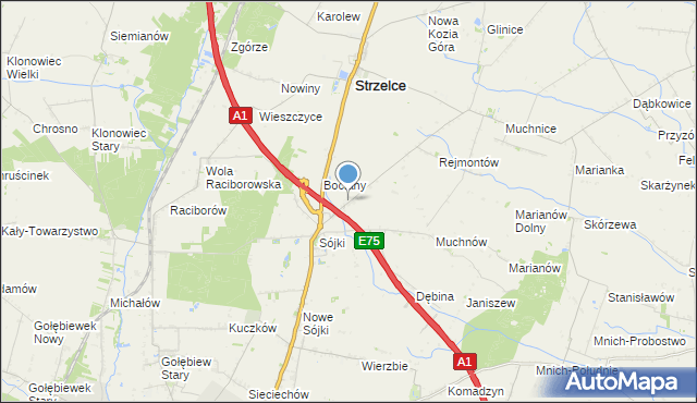 mapa Sójki-Parcel, Sójki-Parcel na mapie Targeo