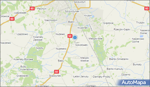 mapa Sokołówek, Sokołówek gmina Ciechanów na mapie Targeo