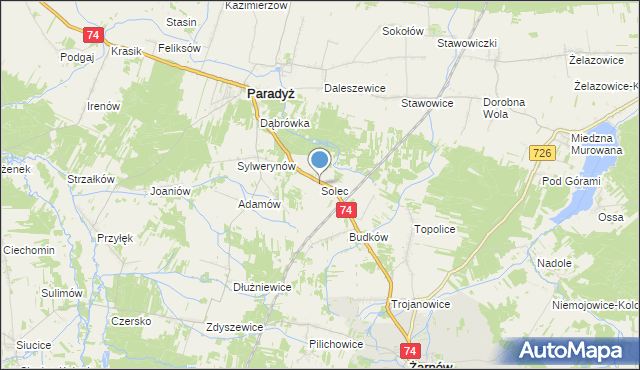 mapa Solec, Solec gmina Paradyż na mapie Targeo