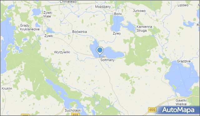 mapa Sołtmany, Sołtmany gmina Kruklanki na mapie Targeo