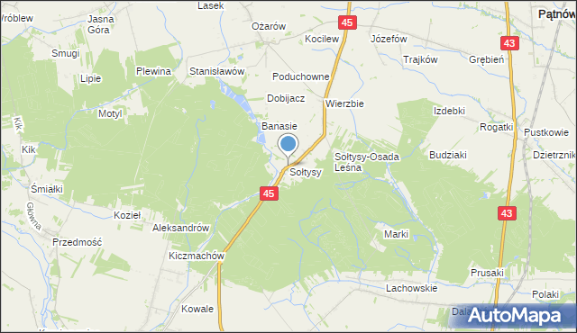 mapa Sołtysy, Sołtysy gmina Praszka na mapie Targeo