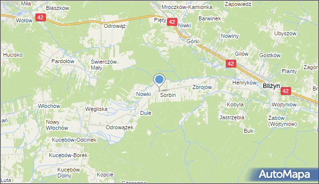 mapa Sorbin, Sorbin na mapie Targeo