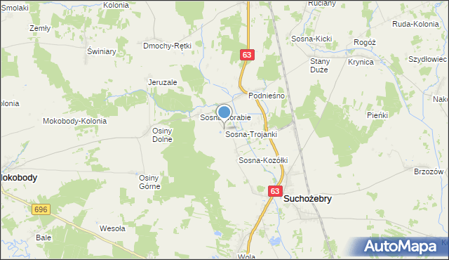 mapa Sosna-Trojanki, Sosna-Trojanki na mapie Targeo
