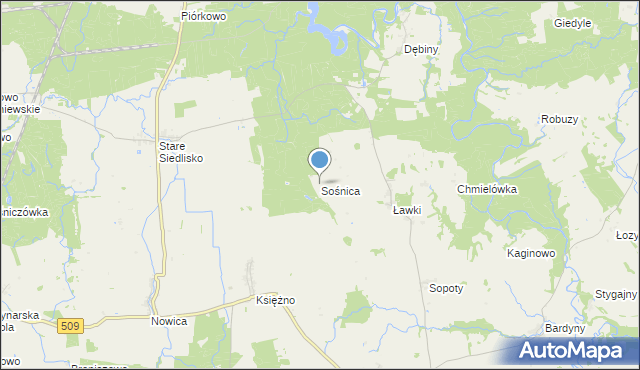 mapa Sośnica, Sośnica gmina Wilczęta na mapie Targeo