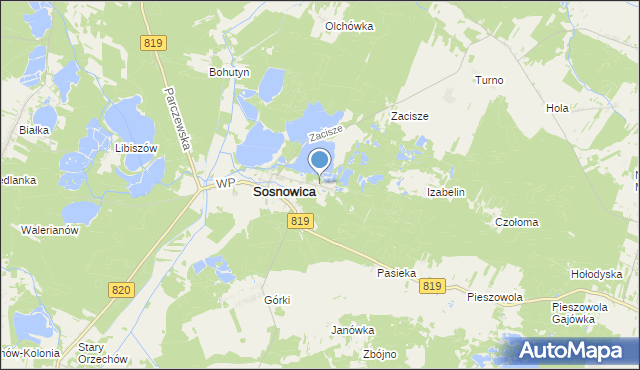 mapa Sosnowica-Dwór, Sosnowica-Dwór na mapie Targeo