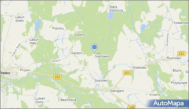 mapa Sosnówko, Sosnówko gmina Resko na mapie Targeo