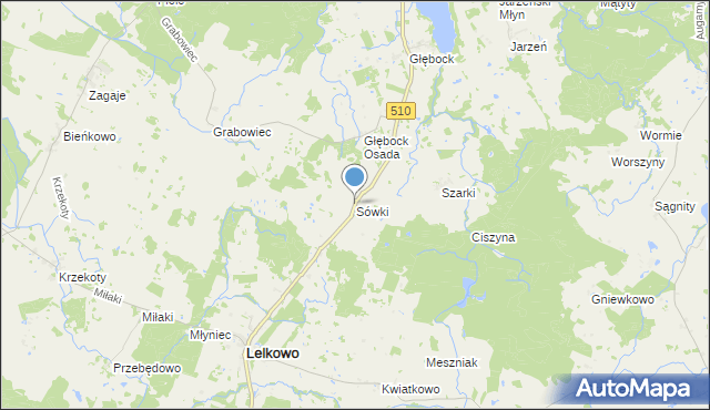 mapa Sówki, Sówki na mapie Targeo