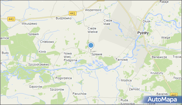 mapa Spławie, Spławie gmina Kołaczkowo na mapie Targeo