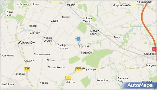mapa Sporniak, Sporniak gmina Wojciechów na mapie Targeo