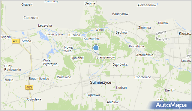 mapa Stanisławów, Stanisławów gmina Sulmierzyce na mapie Targeo