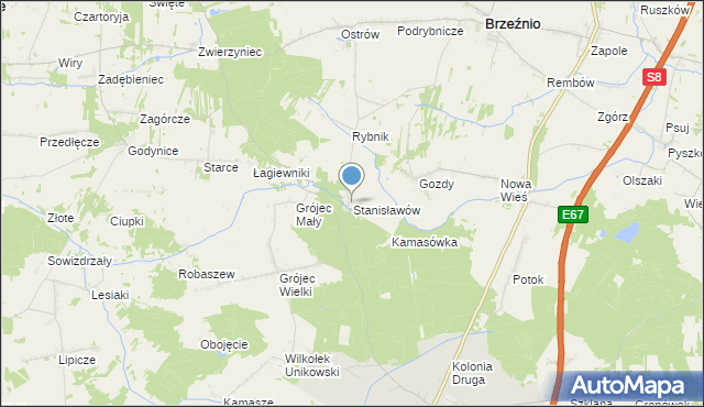 mapa Stanisławów, Stanisławów gmina Złoczew na mapie Targeo