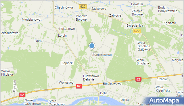 mapa Stanisławowo, Stanisławowo gmina Serock na mapie Targeo