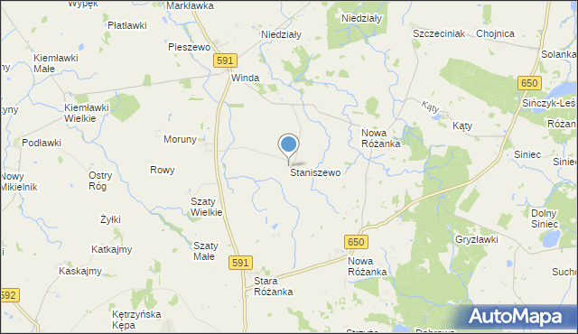 mapa Staniszewo, Staniszewo gmina Barciany na mapie Targeo