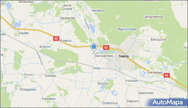 mapa Starczanowo, Starczanowo gmina Nekla na mapie Targeo