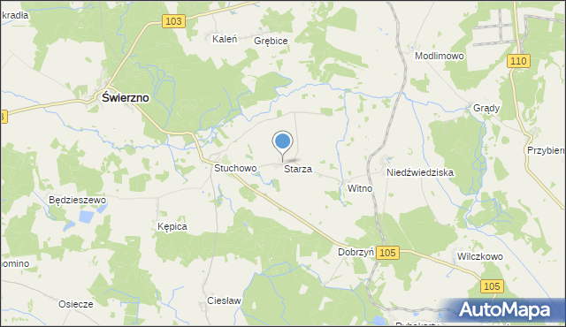 mapa Starza, Starza gmina Świerzno na mapie Targeo