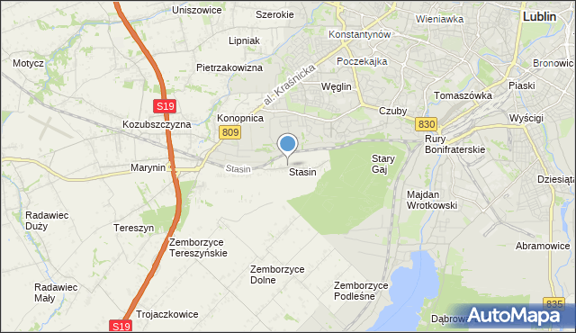 mapa Stasin, Stasin gmina Konopnica na mapie Targeo