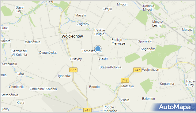 mapa Stasin, Stasin gmina Wojciechów na mapie Targeo