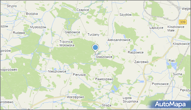 mapa Staszowice, Staszowice na mapie Targeo