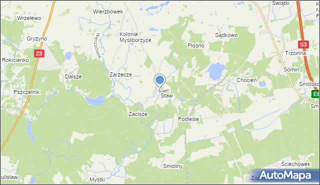 mapa Staw, Staw gmina Lubiszyn na mapie Targeo