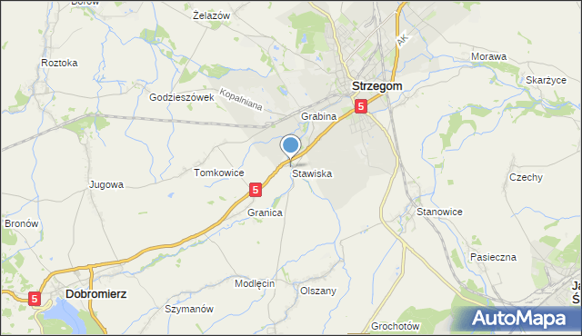 mapa Stawiska, Stawiska gmina Strzegom na mapie Targeo