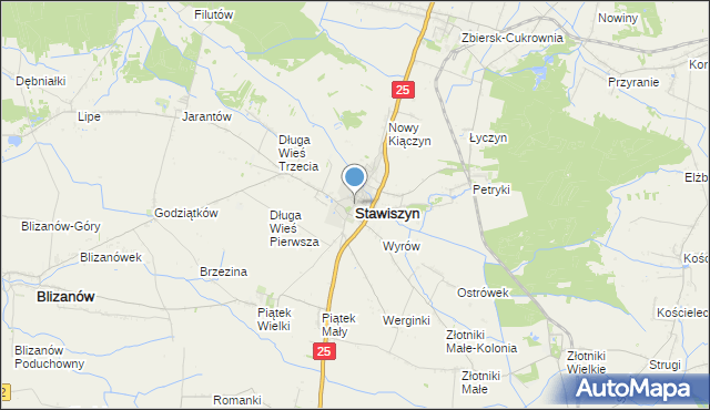mapa Stawiszyn, Stawiszyn powiat kaliski na mapie Targeo