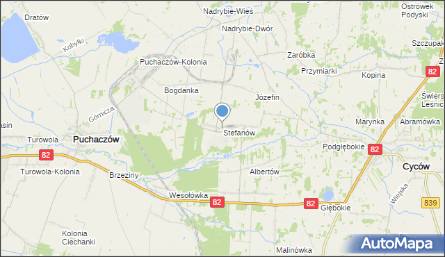 mapa Stefanów, Stefanów gmina Cyców na mapie Targeo