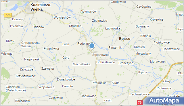 mapa Stojanowice, Stojanowice na mapie Targeo