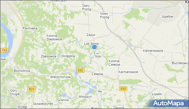 mapa Stok, Stok gmina Końskowola na mapie Targeo