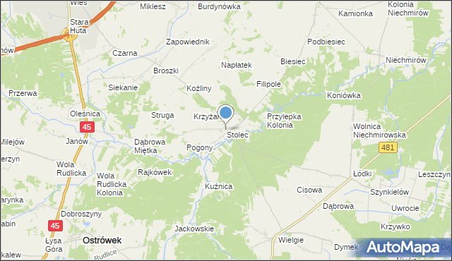 mapa Stolec, Stolec gmina Złoczew na mapie Targeo