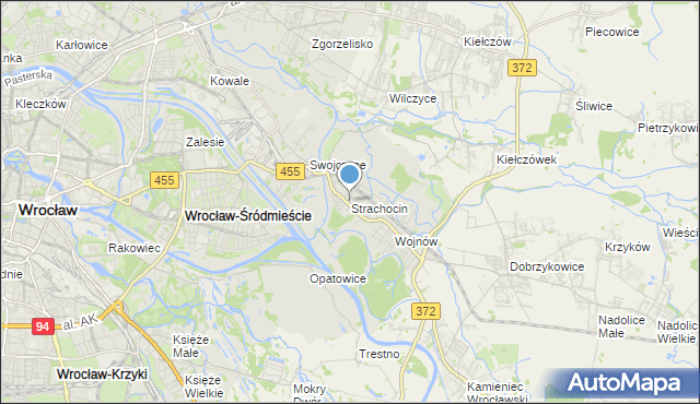 mapa Strachocin, Strachocin gmina Wrocław na mapie Targeo