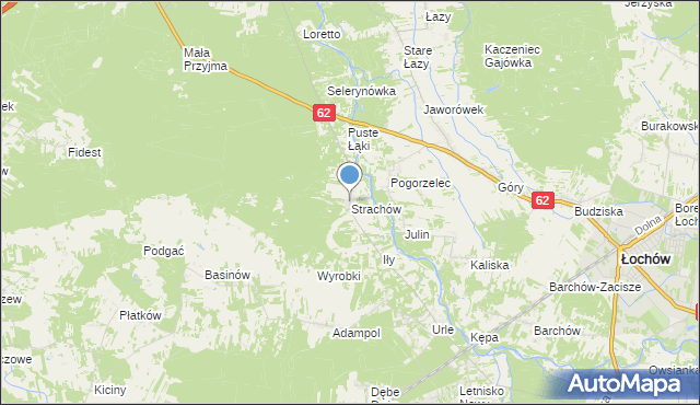 mapa Strachów, Strachów gmina Jadów na mapie Targeo