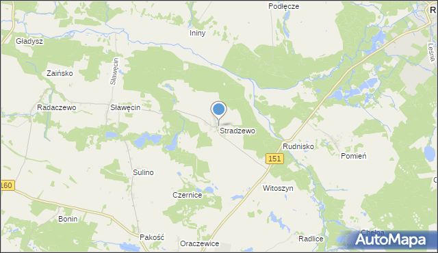 mapa Stradzewo, Stradzewo gmina Choszczno na mapie Targeo