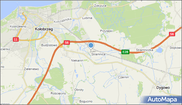 mapa Stramnica, Stramnica gmina Kołobrzeg na mapie Targeo