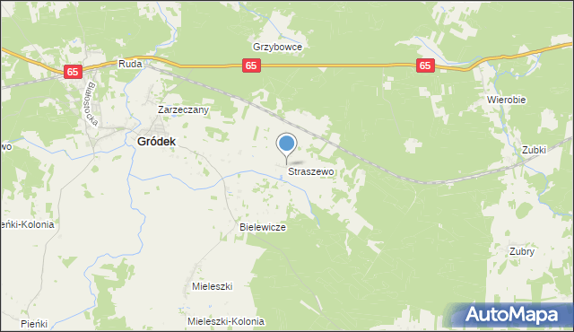 mapa Straszewo, Straszewo gmina Gródek na mapie Targeo