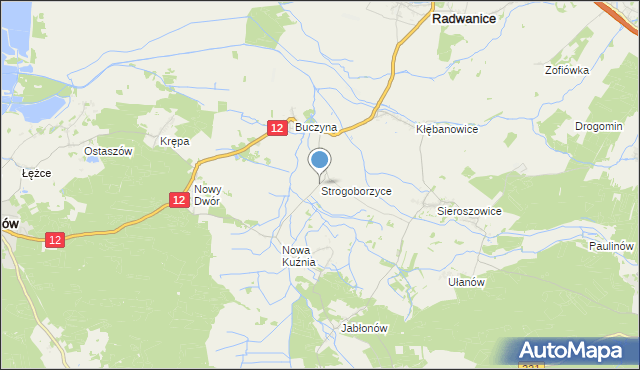 mapa Strogoborzyce, Strogoborzyce na mapie Targeo
