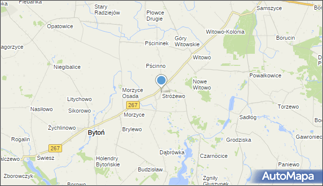 mapa Stróżewo, Stróżewo gmina Bytoń na mapie Targeo