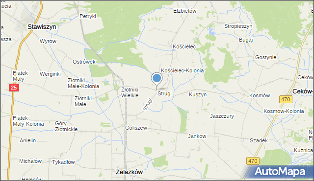 mapa Strugi, Strugi gmina Żelazków na mapie Targeo