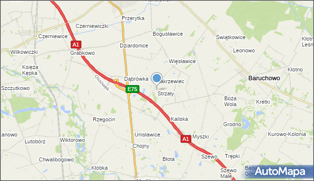 mapa Strzały, Strzały na mapie Targeo