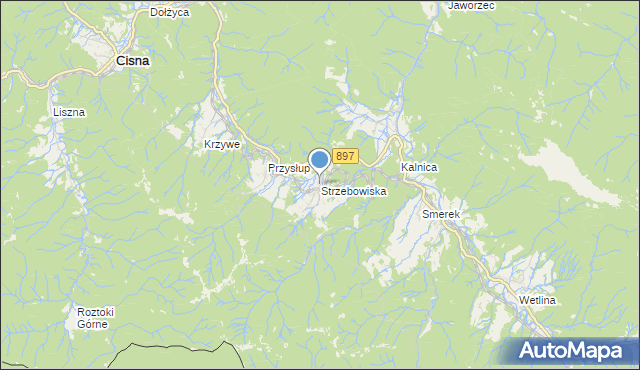 mapa Strzebowiska, Strzebowiska na mapie Targeo