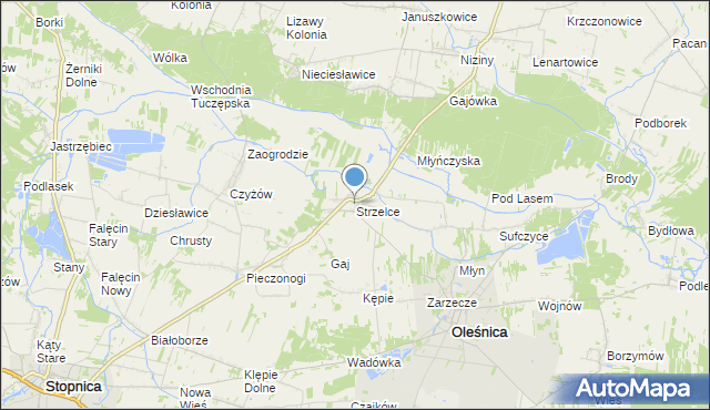 mapa Strzelce, Strzelce gmina Oleśnica na mapie Targeo