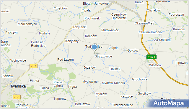 mapa Strzyżowice, Strzyżowice gmina Opatów na mapie Targeo