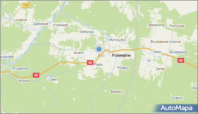 mapa Studzianna, Studzianna gmina Poświętne na mapie Targeo