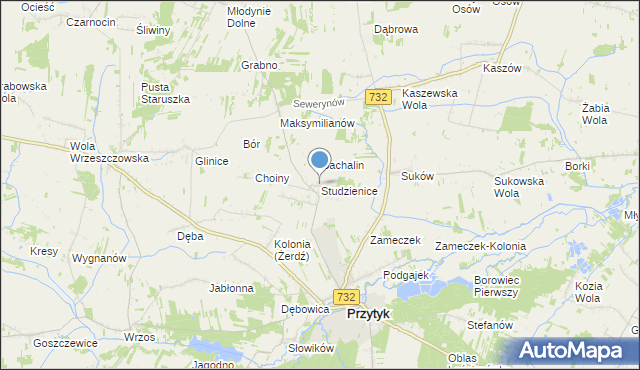 mapa Studzienice, Studzienice gmina Przytyk na mapie Targeo