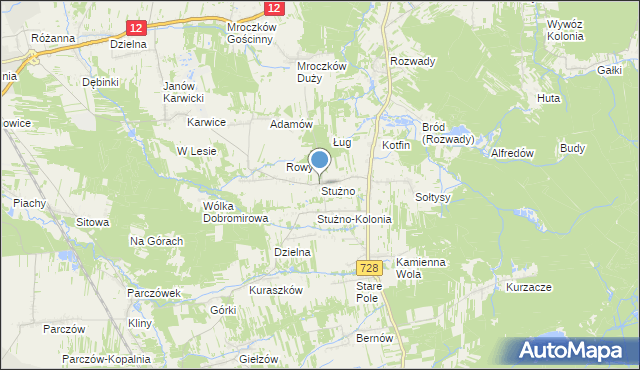 mapa Stużno, Stużno na mapie Targeo