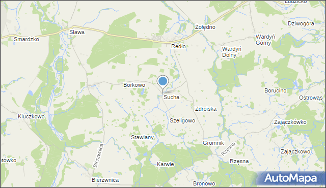 mapa Sucha, Sucha gmina Połczyn-Zdrój na mapie Targeo