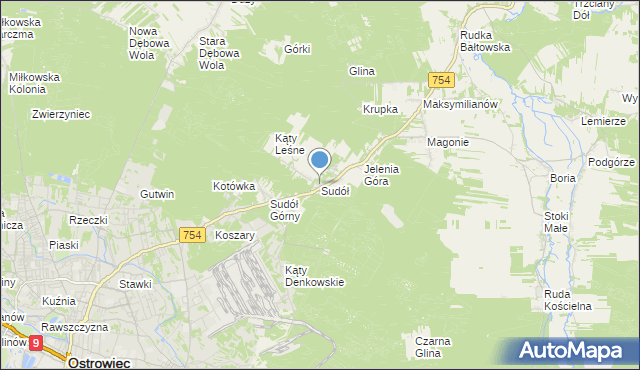 mapa Sudół, Sudół gmina Bodzechów na mapie Targeo