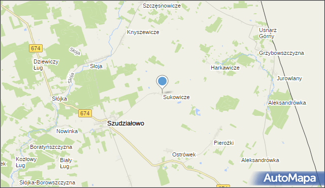 mapa Sukowicze, Sukowicze na mapie Targeo