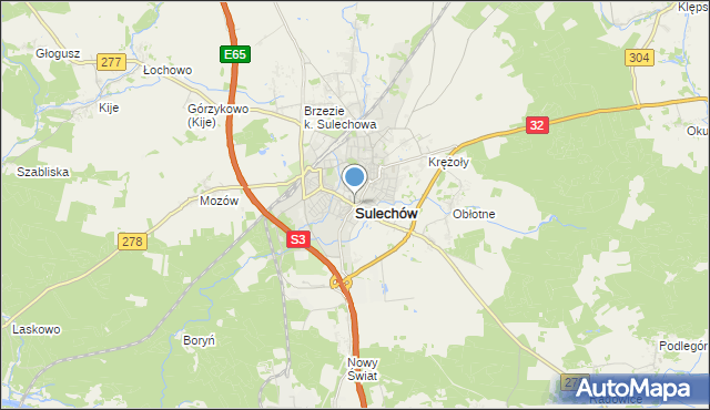 mapa Sulechów, Sulechów powiat zielonogórski na mapie Targeo